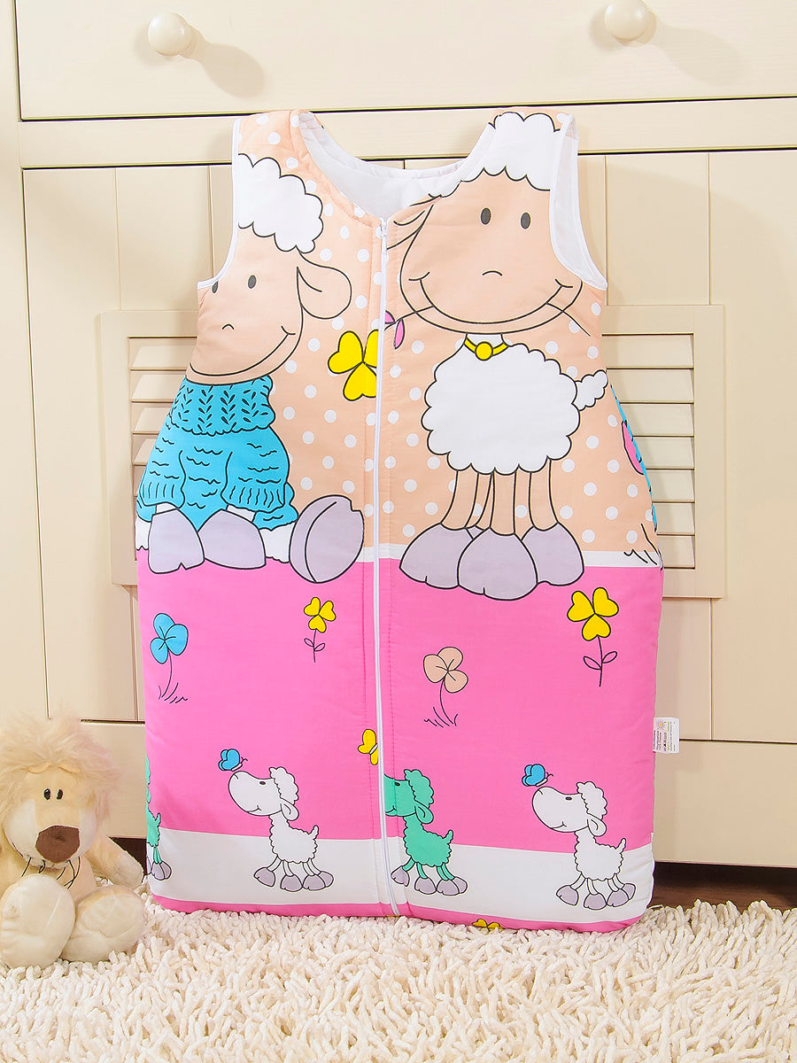 Cotton sleeping bag for children, size M, 6-12 months, TOG 2.5, all-season, Sheeps pink-beige
