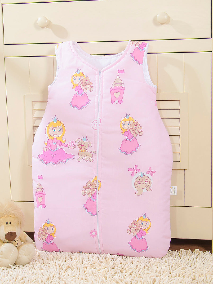 Cotton sleeping bag for children, size M, 6-12 months, TOG 2.5, all-season, Pink princess