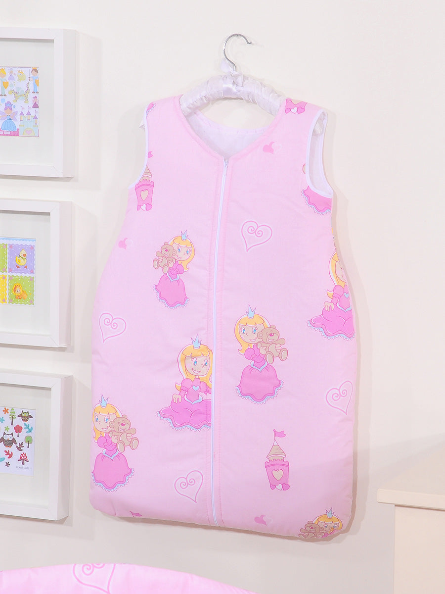 Cotton sleeping bag for children, size M, 6-12 months, TOG 2.5, all-season, Pink princess