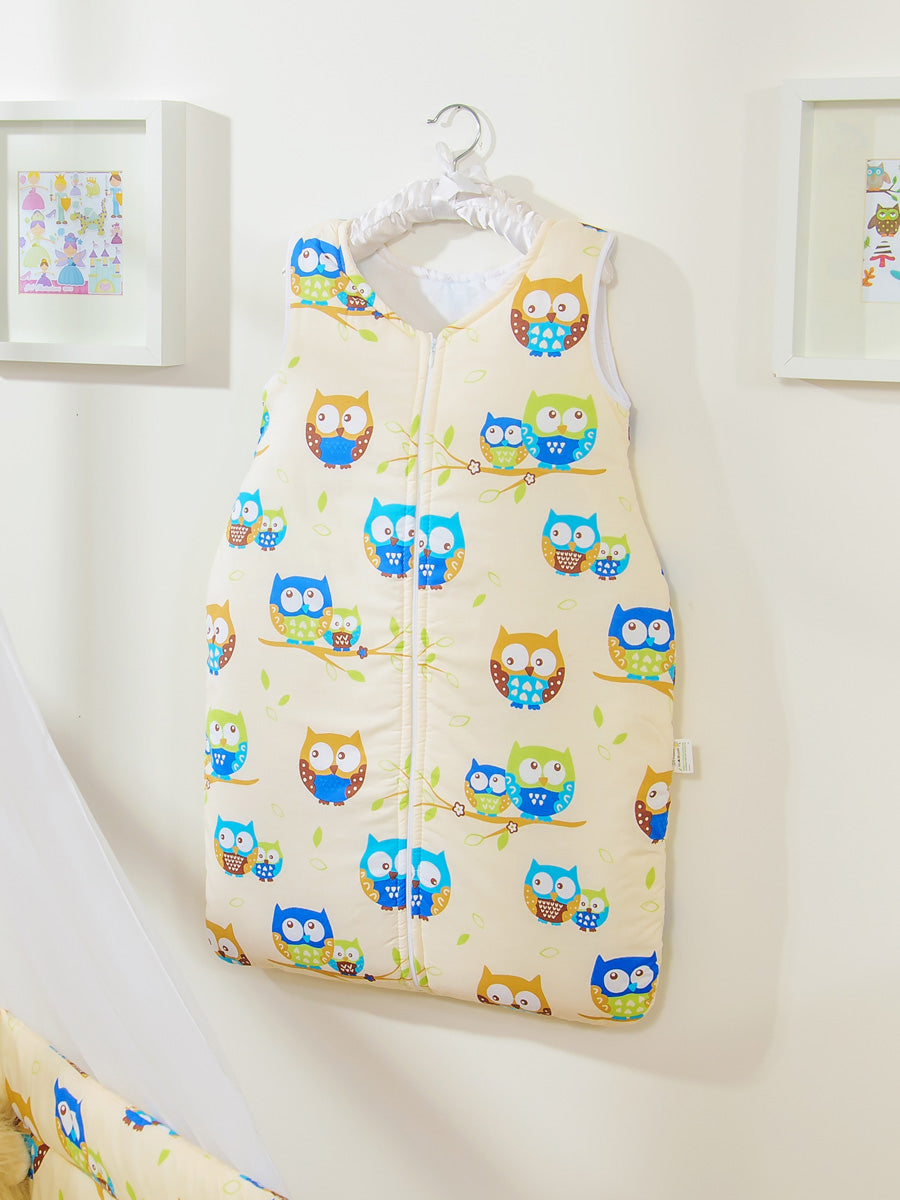 Cotton sleeping bag for children, size M, 6-12 months, TOG 2.5, all-season, Owls on cremr