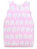 Cotton sleeping bag for children, size M, 6-12 months, TOG 2.5, all-season, Elephants pink
