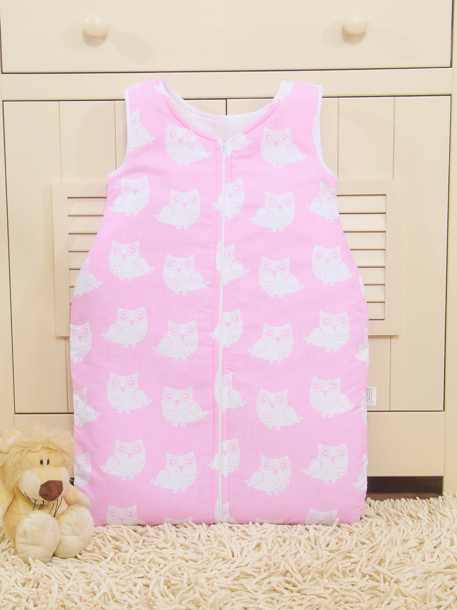 Cotton sleeping bag for children, size M, 6-12 months, TOG 2.5, all-season, Owls pink