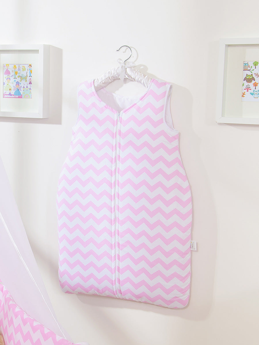 Cotton sleeping bag for children, size M, 6-12 months, TOG 2.5, all-season, chevron pink