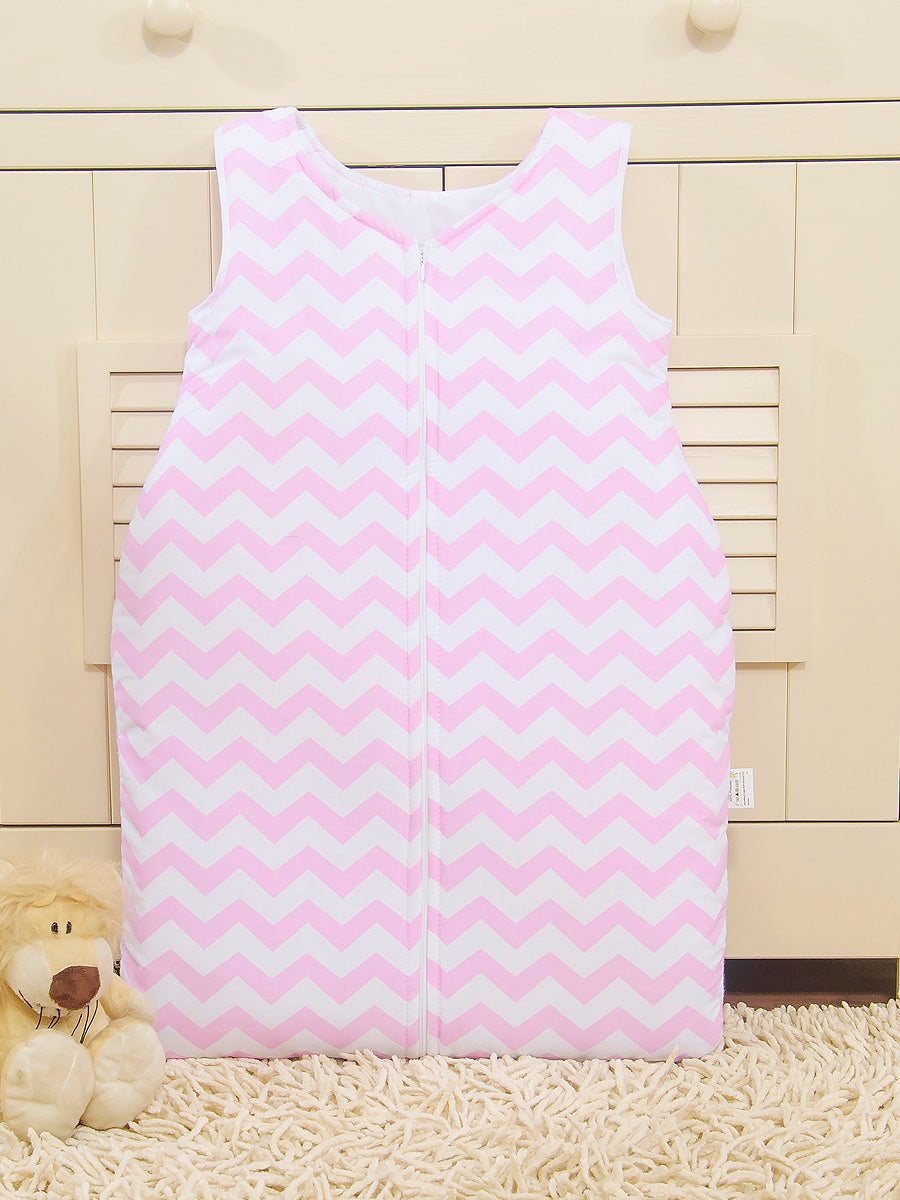 Cotton sleeping bag for children, size M, 6-12 months, TOG 2.5, all-season, chevron pink