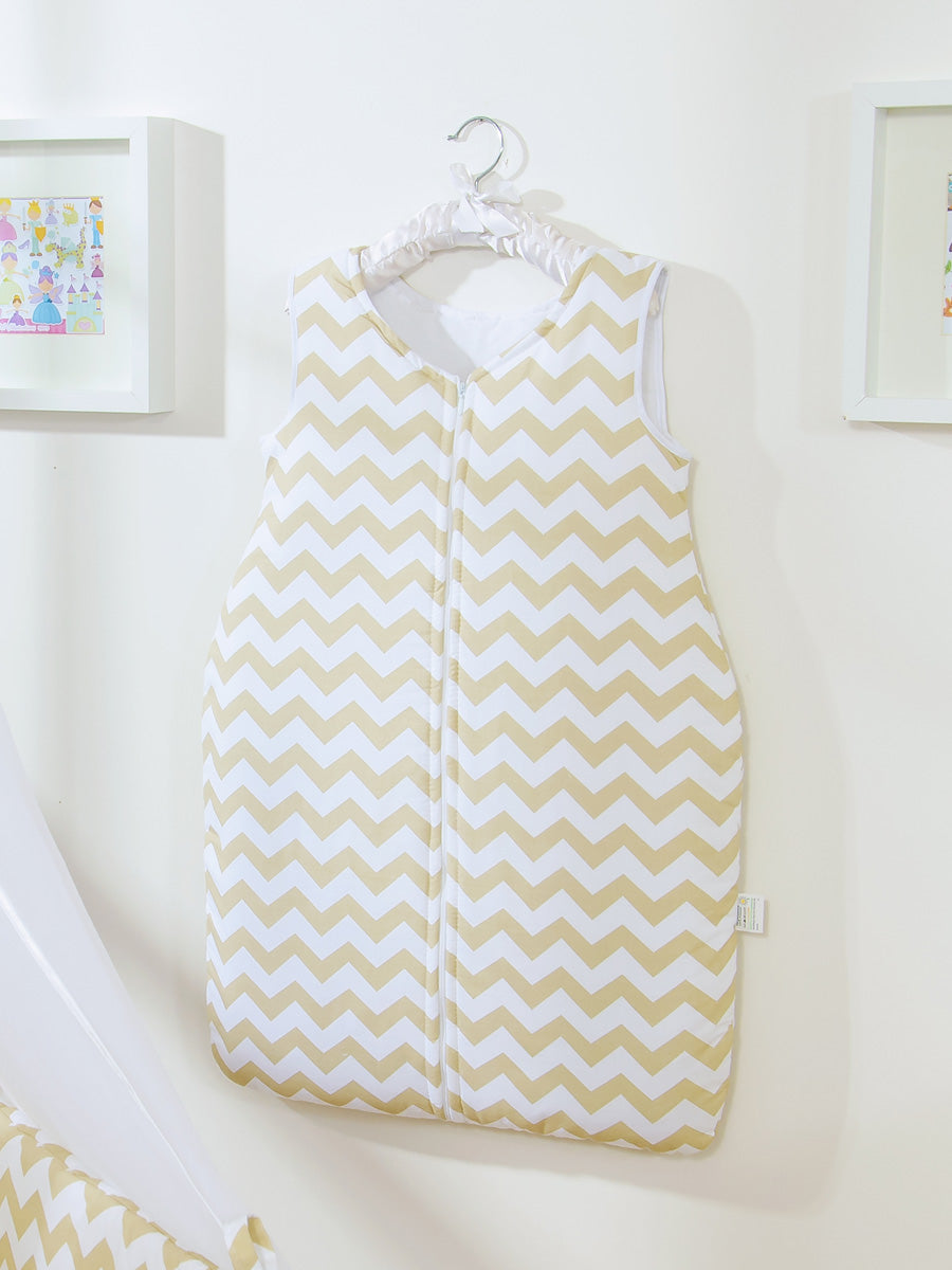 Cotton sleeping bag for children, size M, 6-12 months, TOG 2.5, all-season, chevron beige