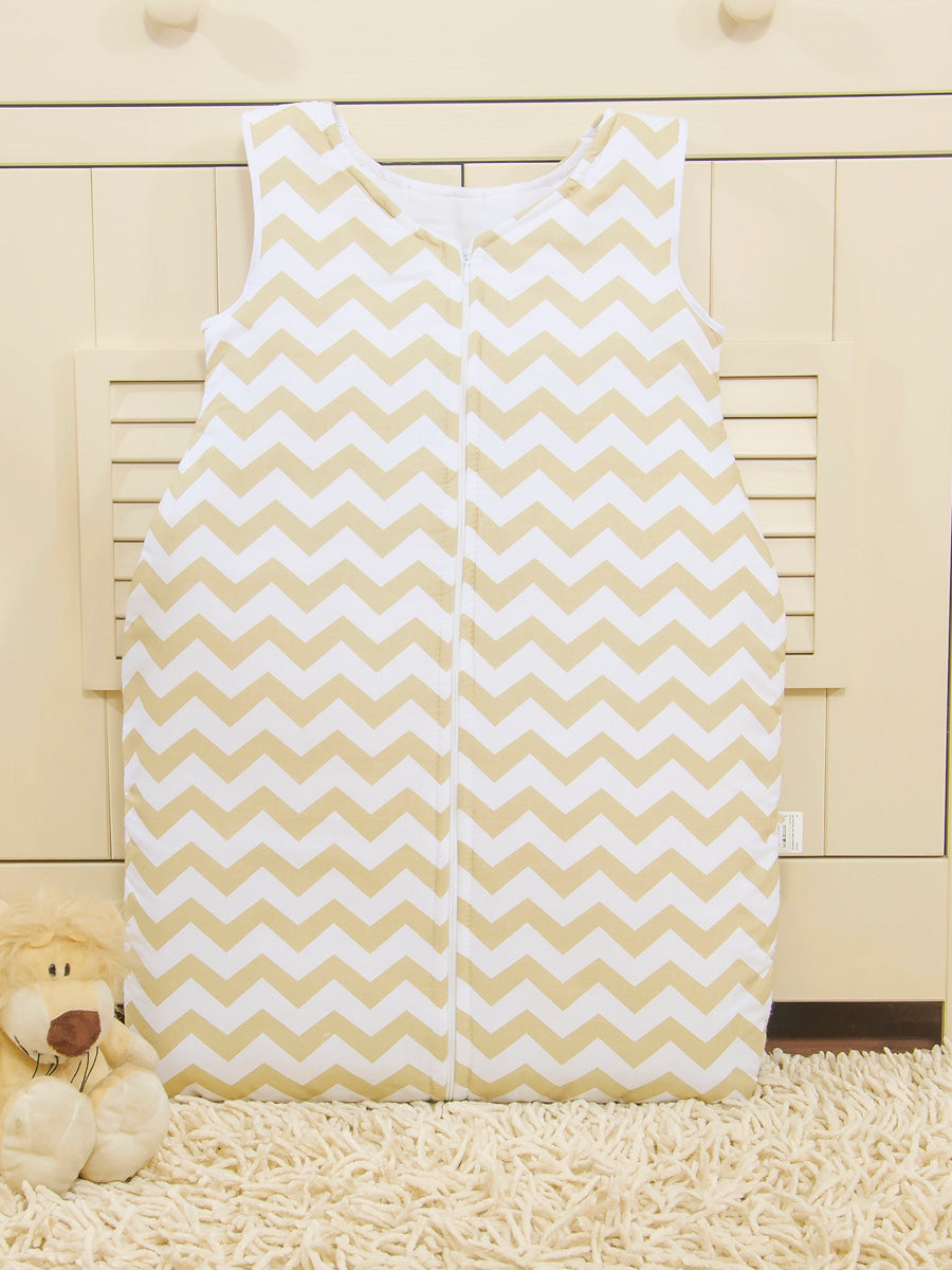 Cotton sleeping bag for children, size M, 6-12 months, TOG 2.5, all-season, chevron beige