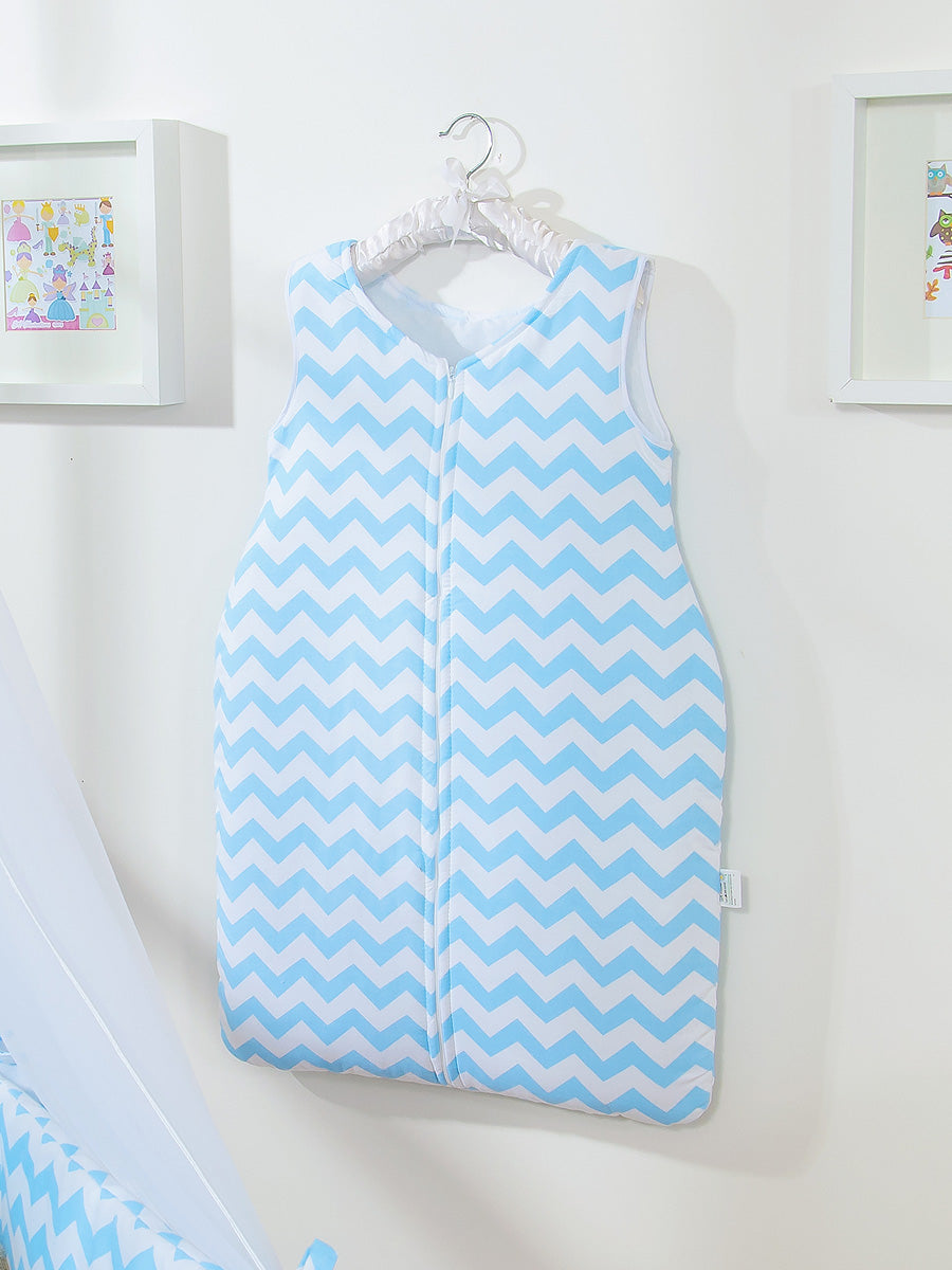 Cotton sleeping bag for children, size M, 6-12 months, TOG 2.5, all-season, Chevron Zigzag blue