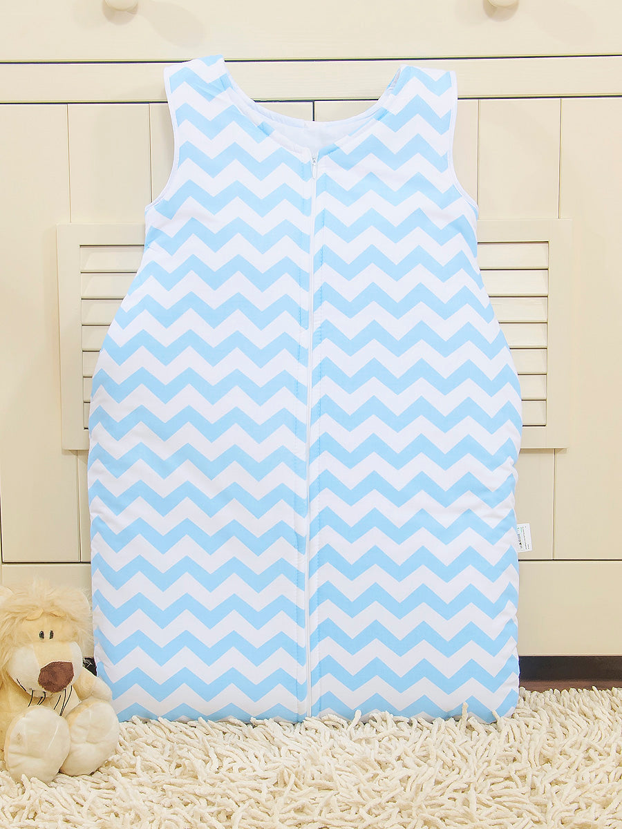 Cotton sleeping bag for children, size M, 6-12 months, TOG 2.5, all-season, Chevron Zigzag blue