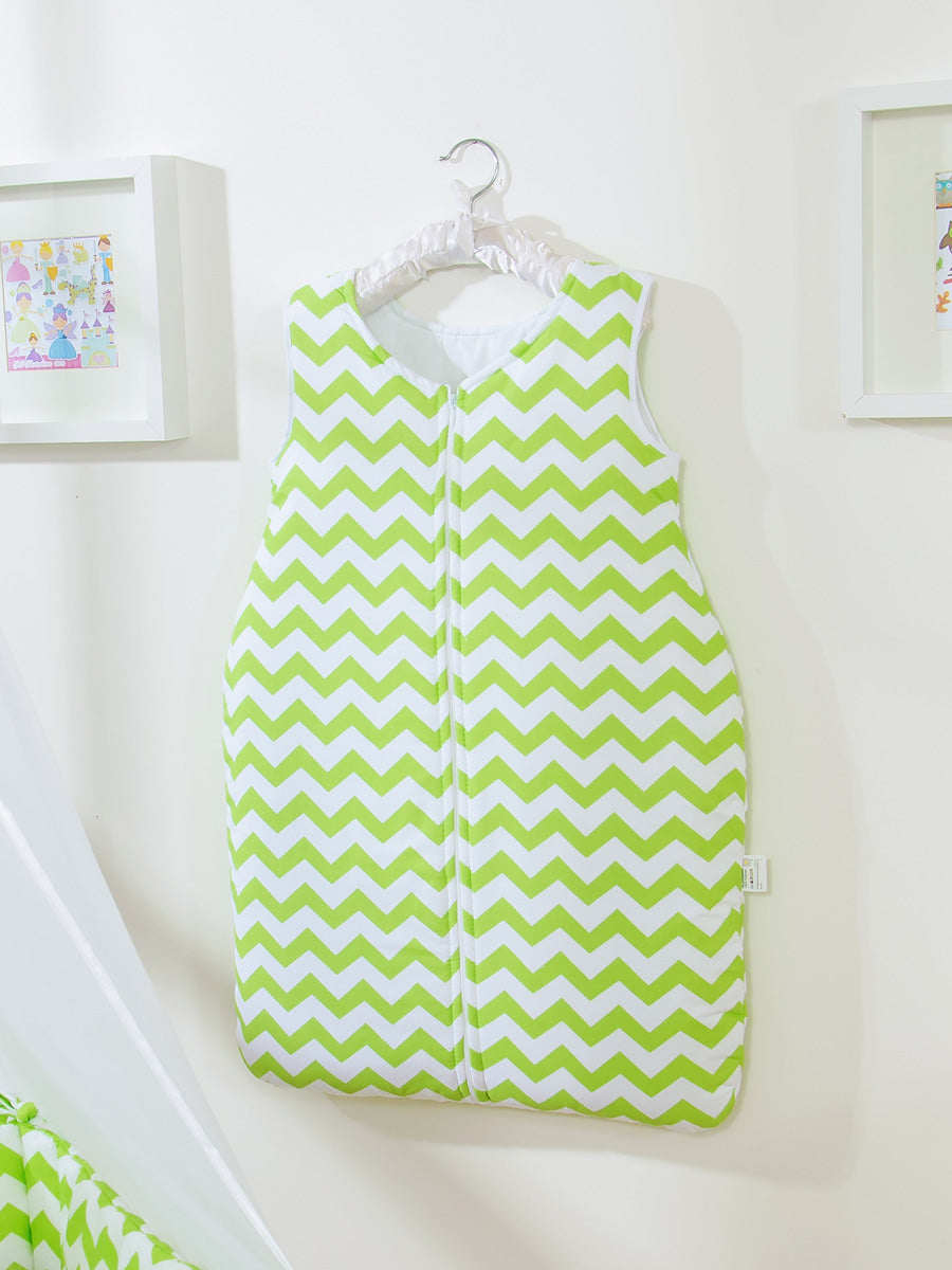 Cotton sleeping bag for children, size M, 6-12 months, TOG 2.5, all-season, Chevron green