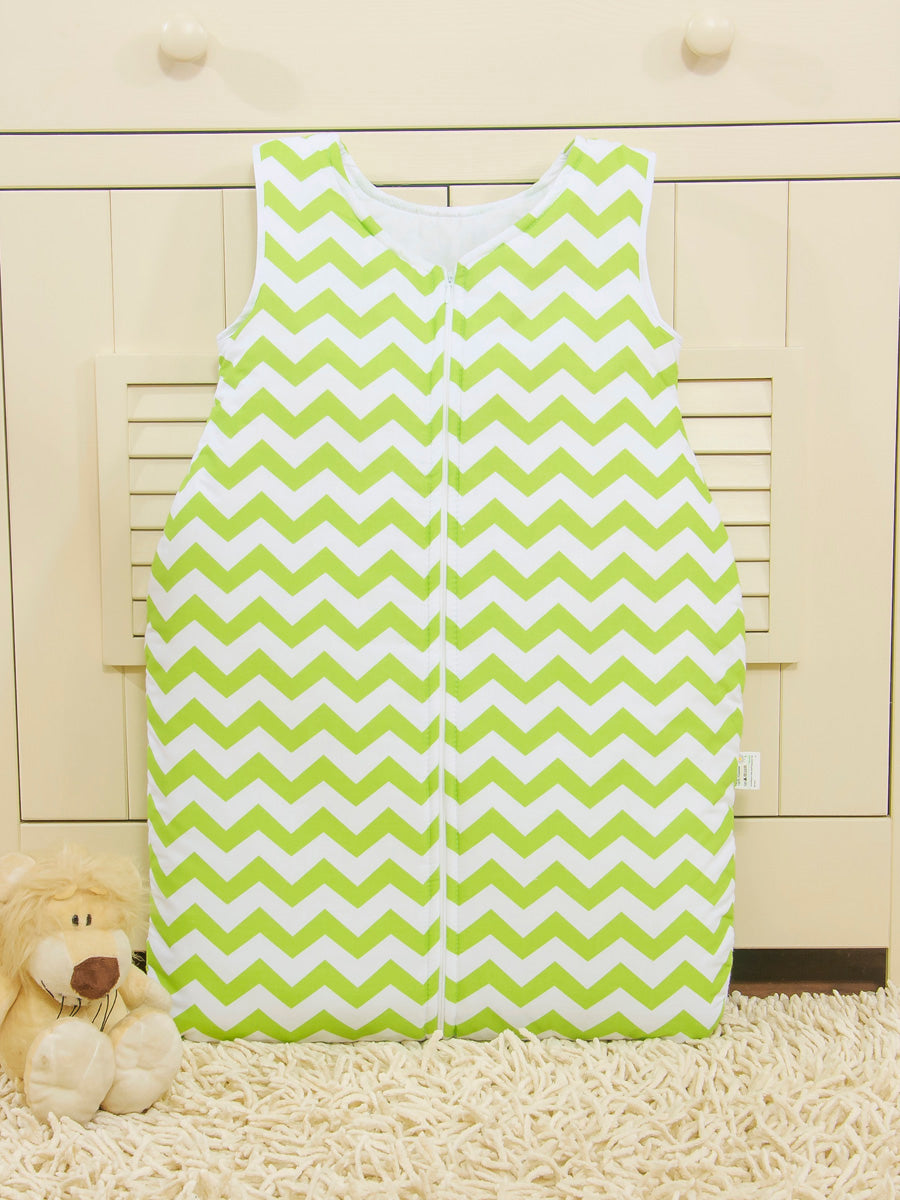 Cotton sleeping bag for children, size M, 6-12 months, TOG 2.5, all-season, Chevron green