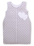 Cotton sleeping bag for children, size M, 6-12 months, TOG 2.5, all-season, hearts dots on grey
