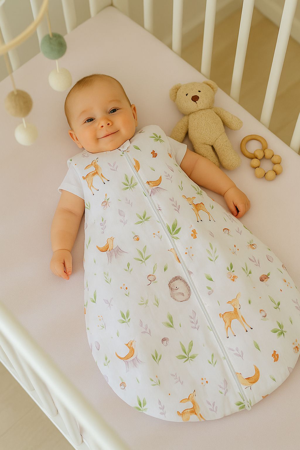 Cotton baby sleeping bag S 0-6 months for summer TOG 1.0 - forest softness