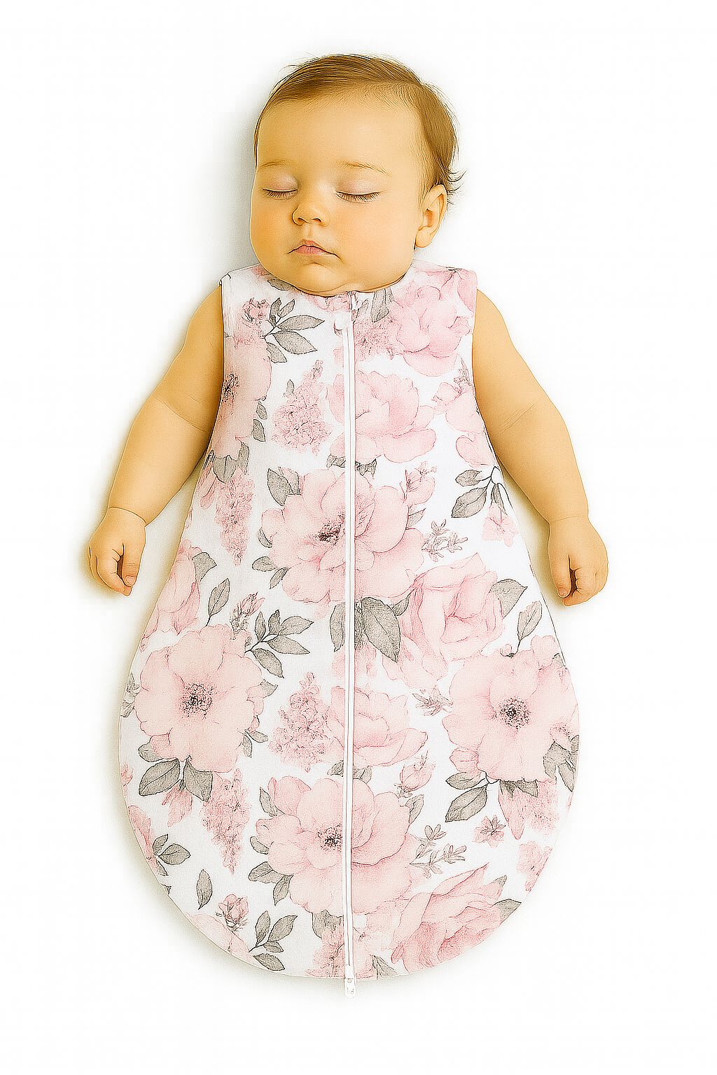 Cotton baby sleeping bag S 0-6 months for summer TOG 1.0 - sepia roses