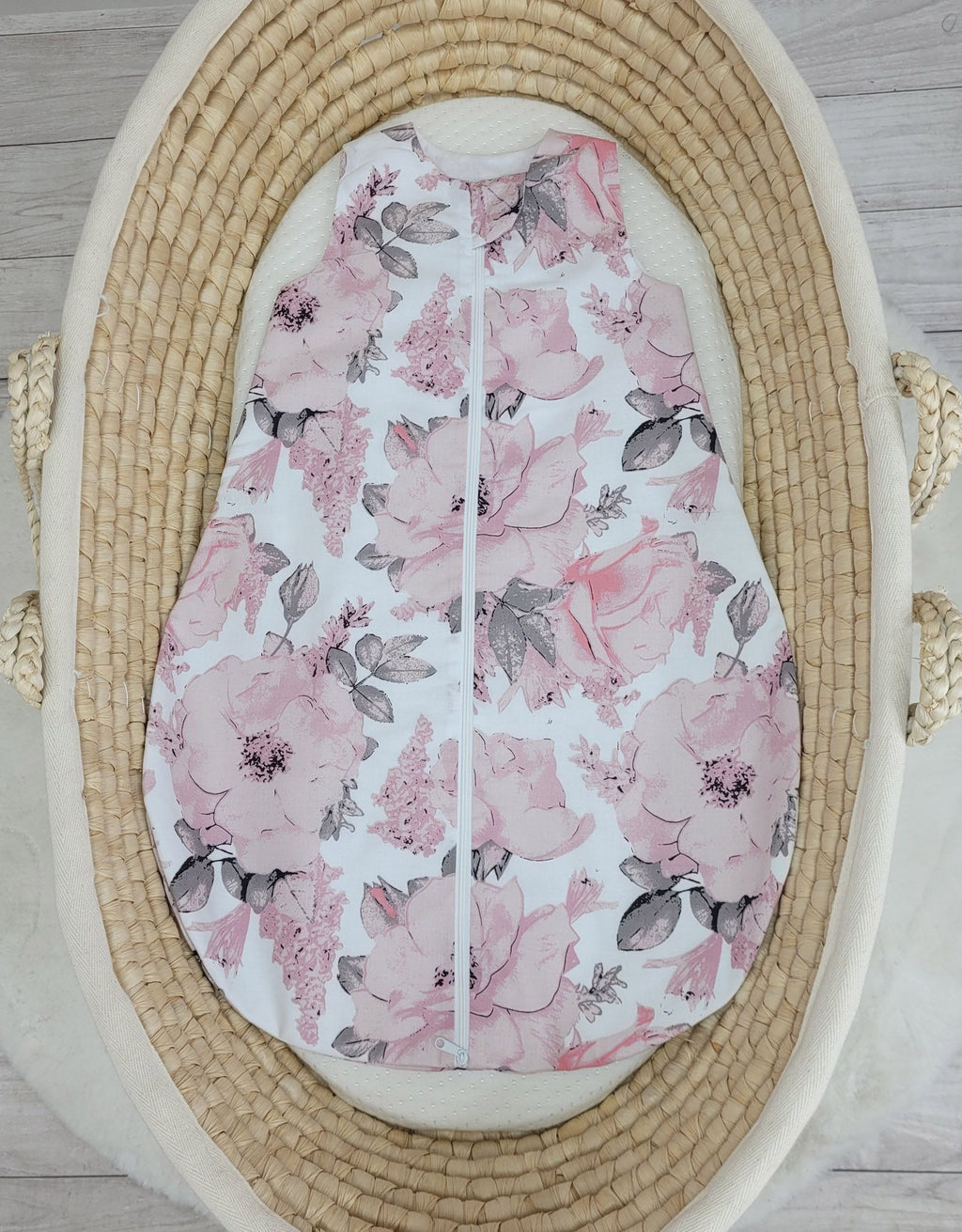 Cotton baby sleeping bag S 0-6 months for summer TOG 1.0 - sepia roses