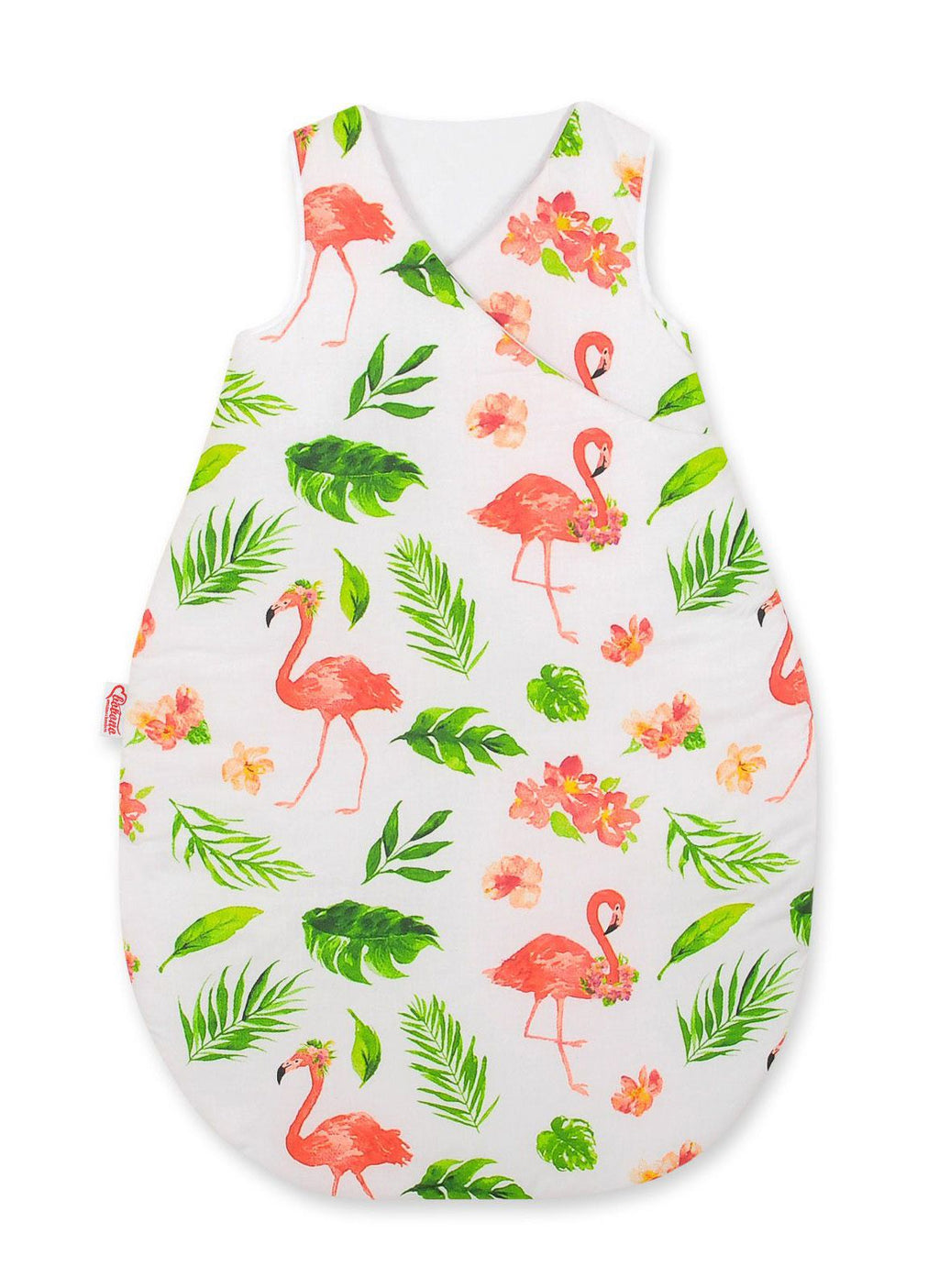 Cotton sleeping bag for children, size M, 3-12 months, TOG 2.5, all-season - coral flamingos