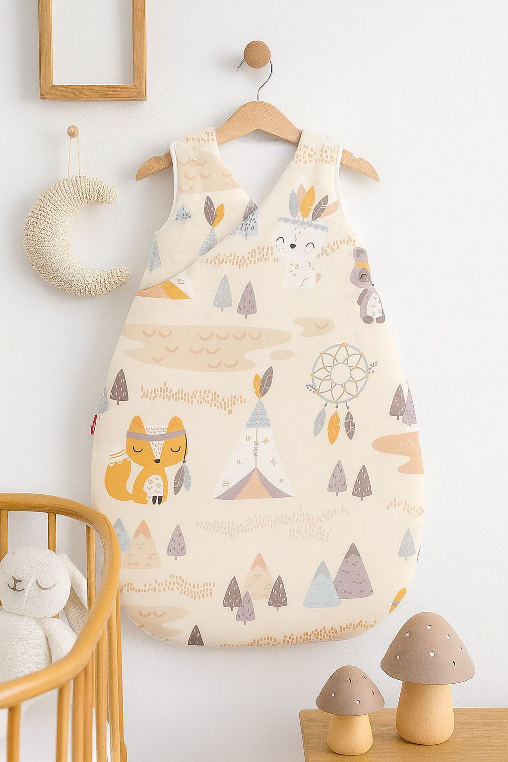 Cotton sleeping bag for children, size M, 3-12 months, TOG 2.5, all-season - little Indians