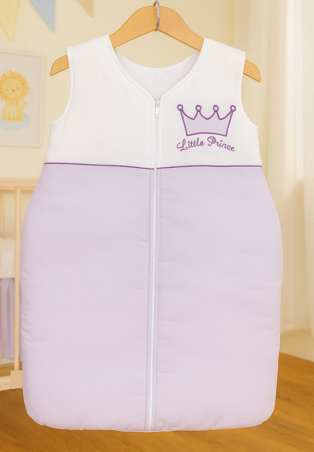 Cotton sleeping bag for children, size M, 6-12 months, TOG 2.5, all-season, Little Prince lilac