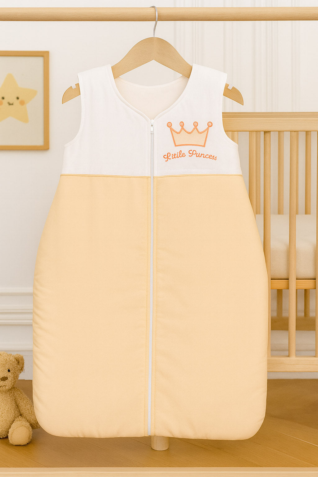 Cotton sleeping bag for children, size M, 6-12 months, TOG 2.5, all-season, Little Princess peach