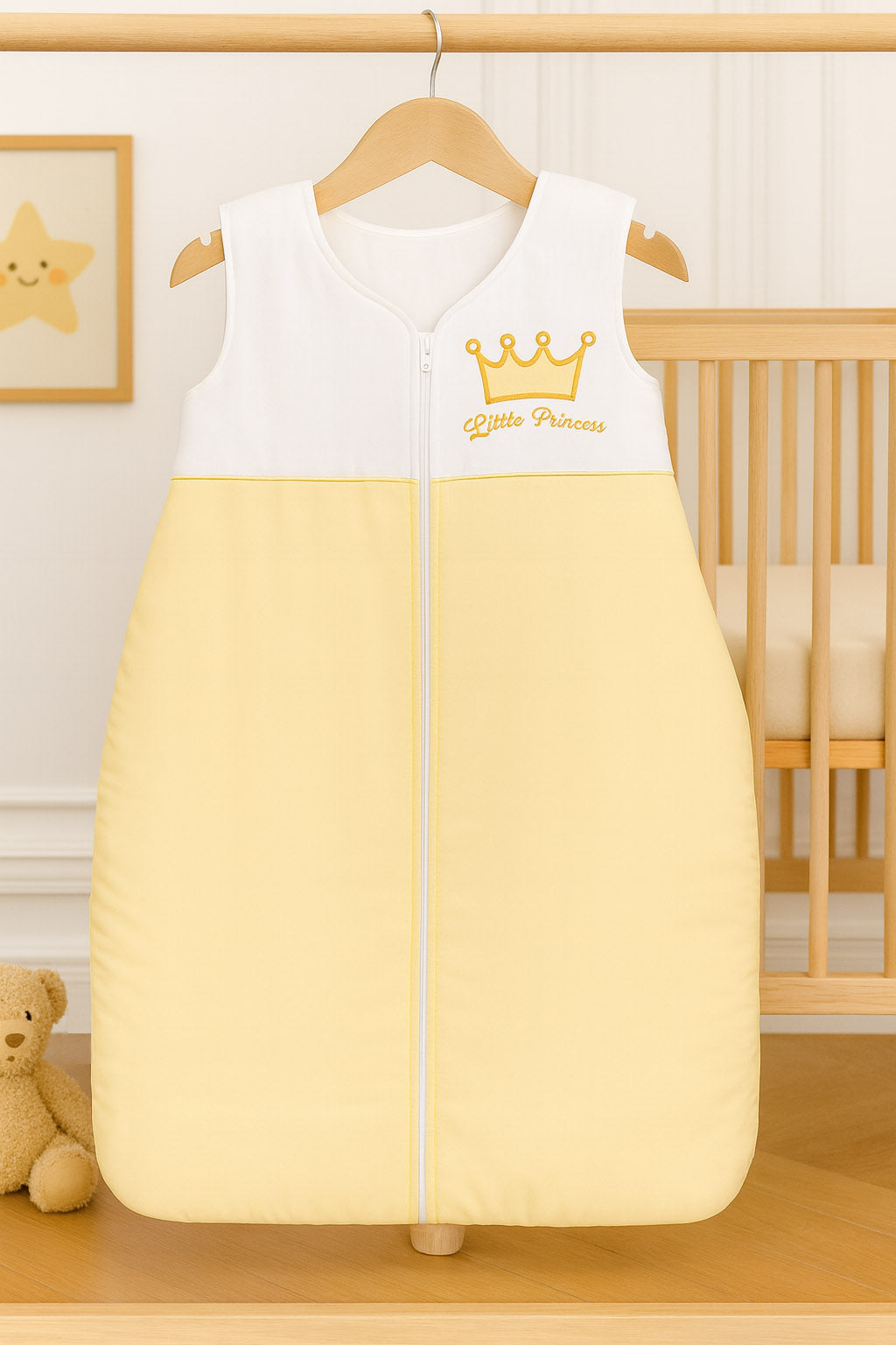 Cotton sleeping bag for children, size M, 6-12 months, TOG 2.5, all-season, Little Princess cream