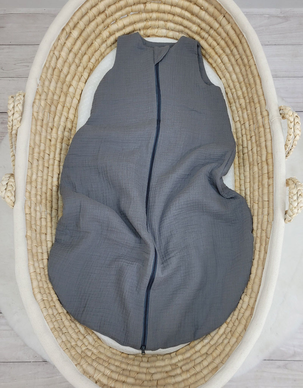 Muslin baby sleeping bag 6-12 months M for summer TOG 1.0 - anthracite