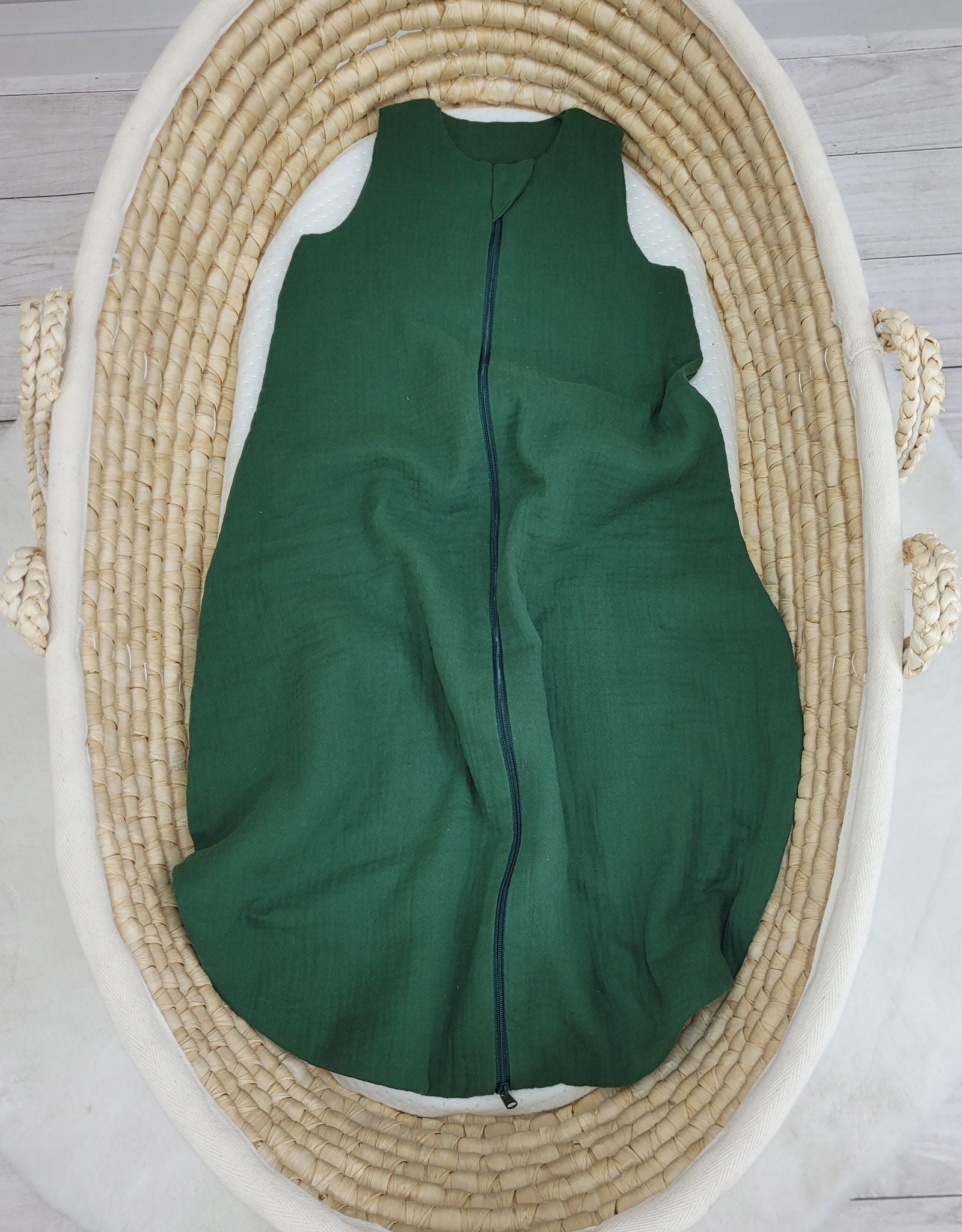Muslin baby sleeping bag 6-12 months M for summer TOG 1.0 - forest green
