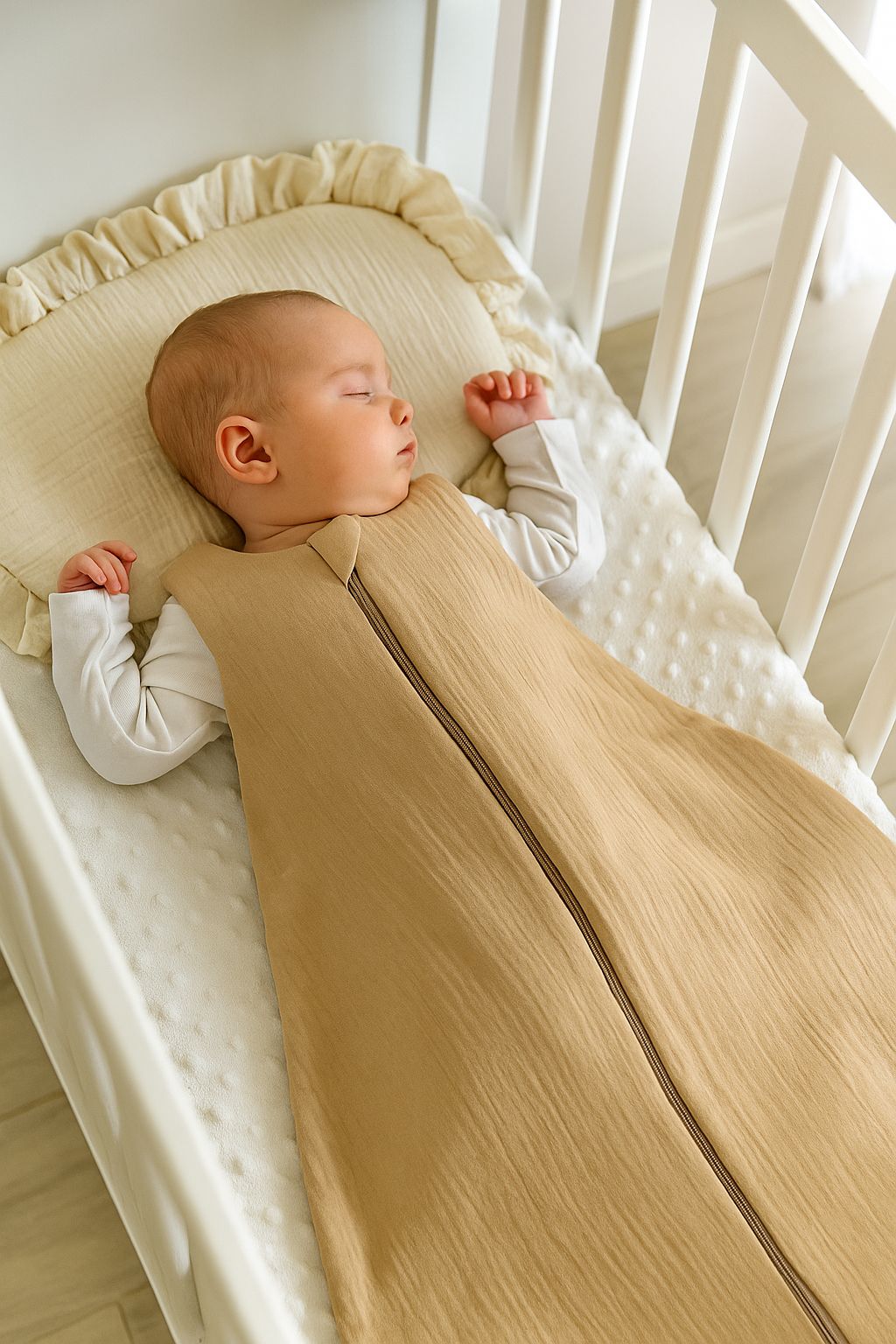 Muslin baby sleeping bag 6-12 months M for summer TOG 1.0 - camel