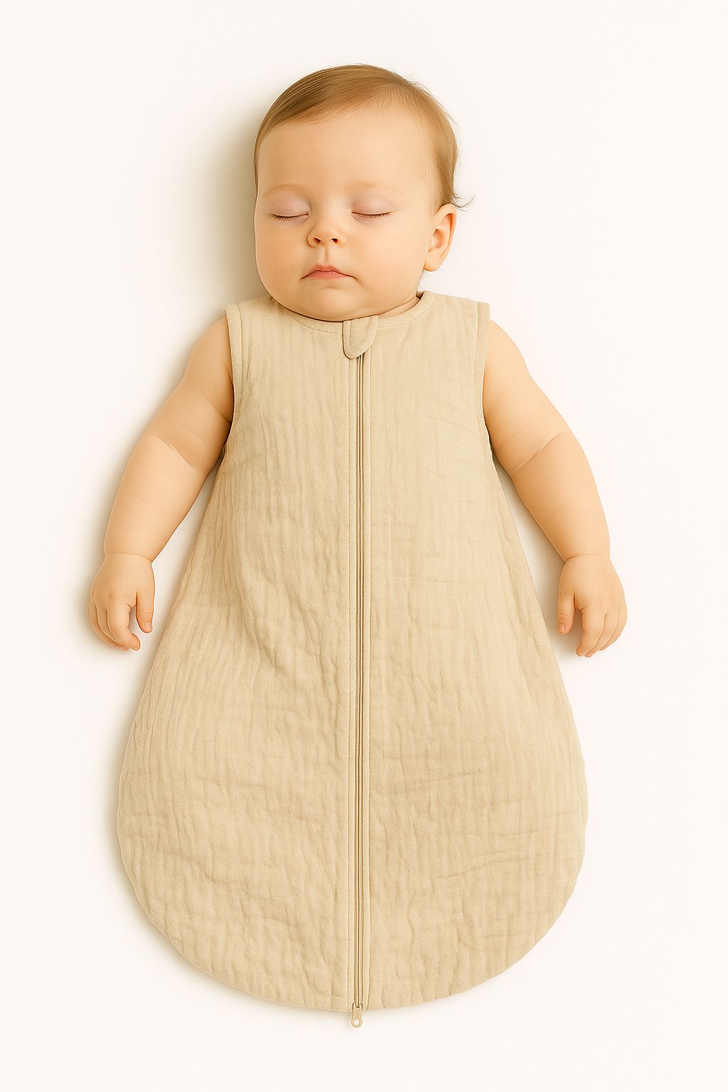 Muslin baby sleeping bag 6-12 months M for summer TOG 1.0 - cream