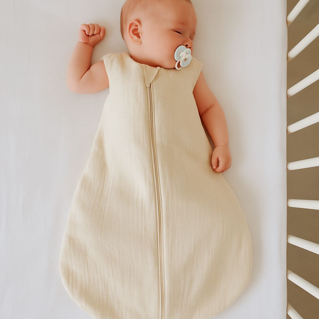 Muslin baby sleeping bag 6-12 months M for summer TOG 1.0 - cream