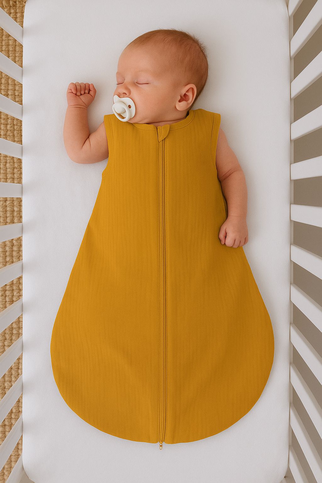 Muslin baby sleeping bag 6-12 months M for summer TOG 1.0 - honey yellow