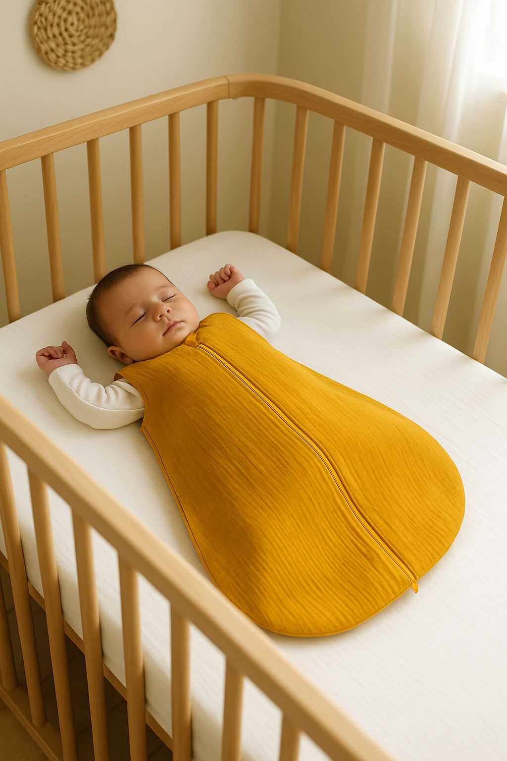 Muslin baby sleeping bag 6-12 months M for summer TOG 1.0 - honey yellow