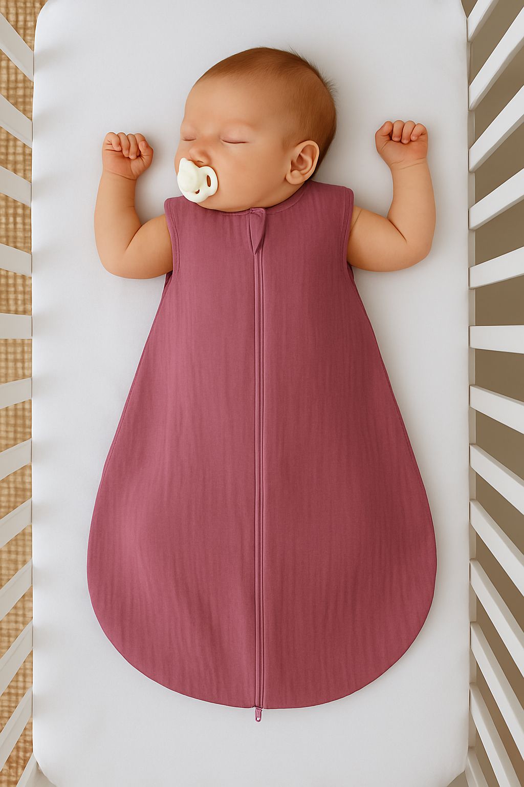 Muslin baby sleeping bag 6-12 months M for summer TOG 1.0 - retro pink