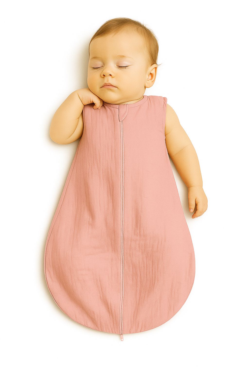 Muslin baby sleeping bag 6-12 months M for summer TOG 1.0 - pastel pink