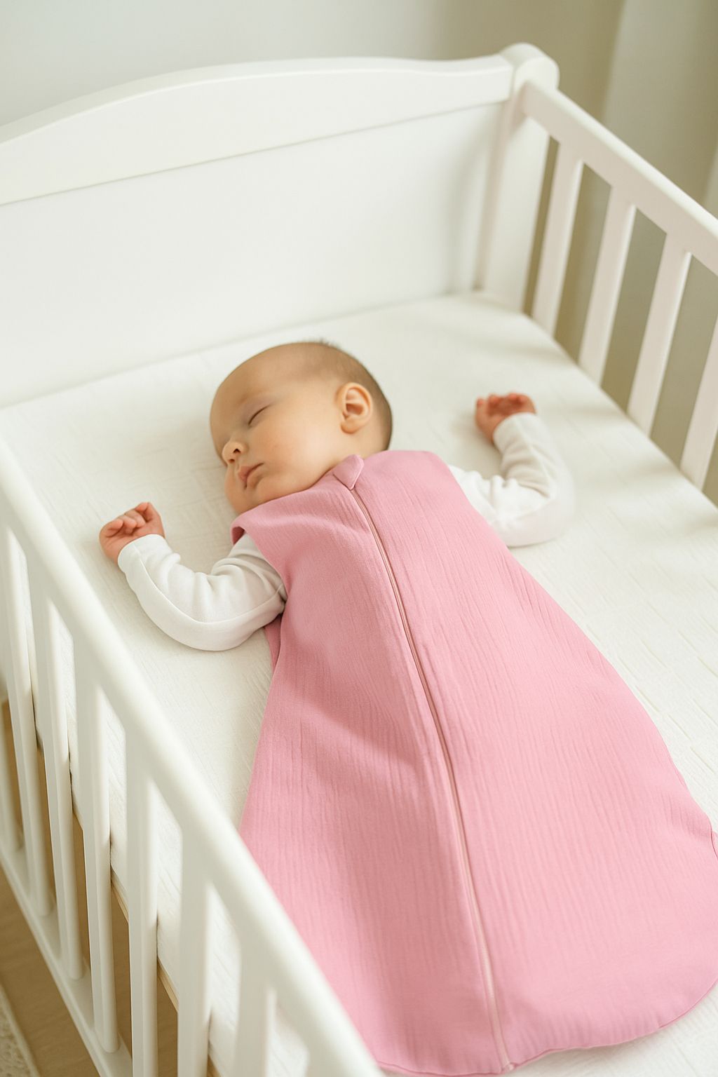 Muslin baby sleeping bag 6-12 months M for summer TOG 1.0 - pastel pink