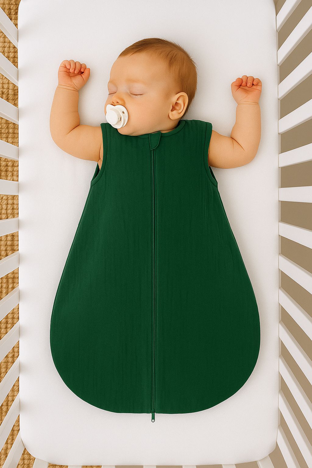 Muslin baby sleeping bag 6-12 months M for summer TOG 1.0 - forest green