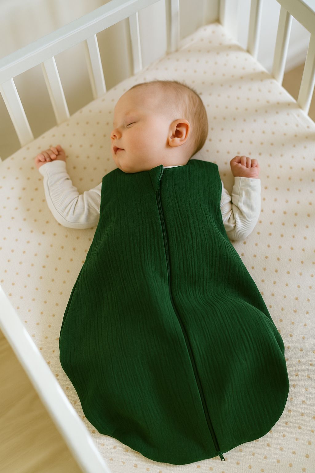 Muslin baby sleeping bag 6-12 months M for summer TOG 1.0 - forest green