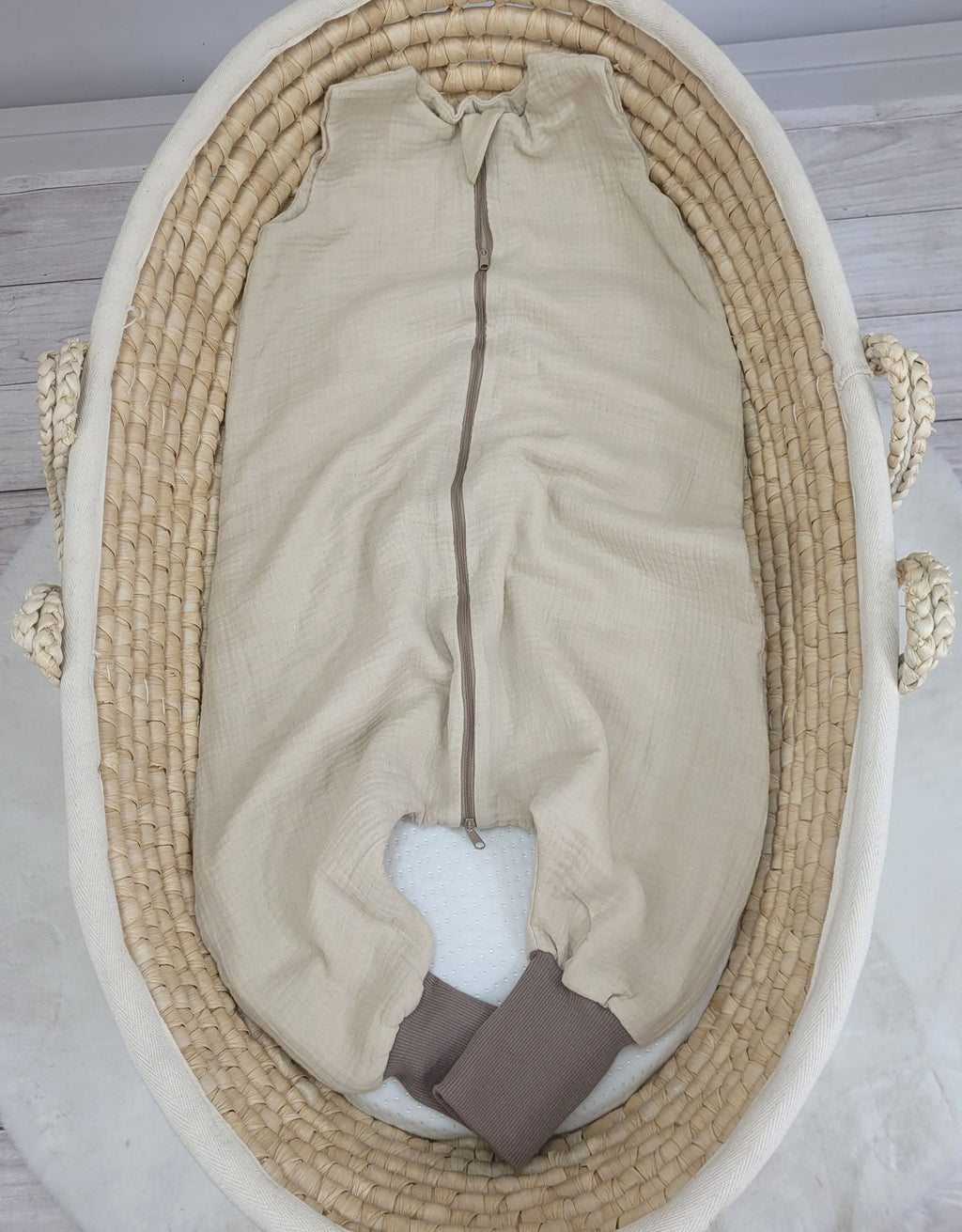 Muslin baby sleeping bag with legs XL 2-4 years for summer TOG 1.0 - cream