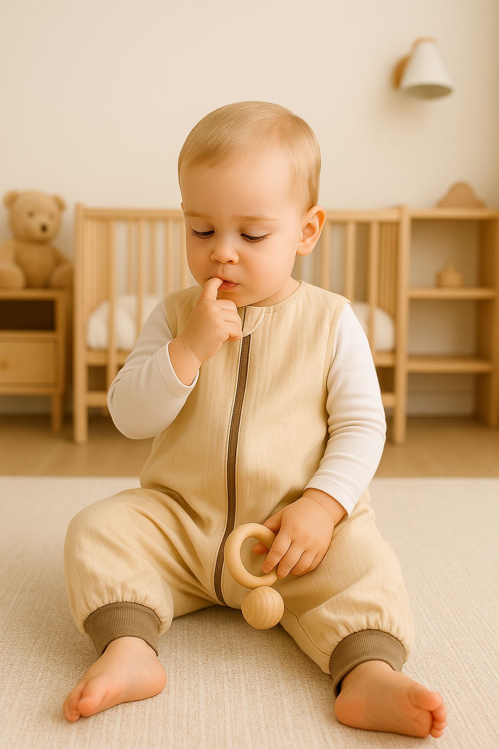 Muslin baby sleeping bag with legs XL 2-4 years for summer TOG 1.0 - cream