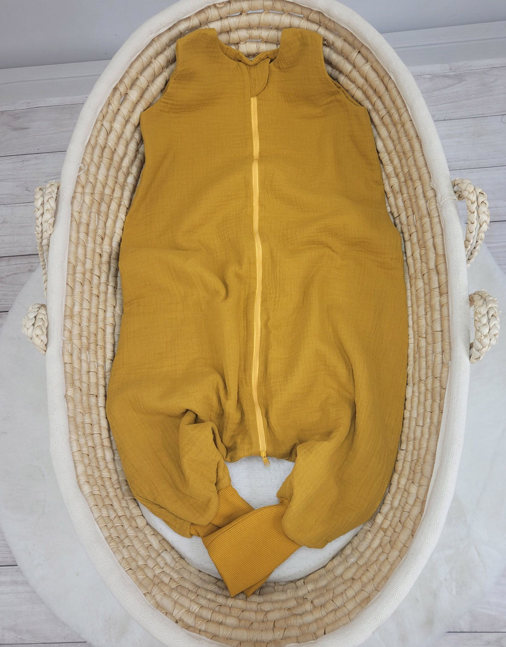 Muslin baby sleeping bag with legs XL 2-4 years for summer TOG 1.0 - honey yellow