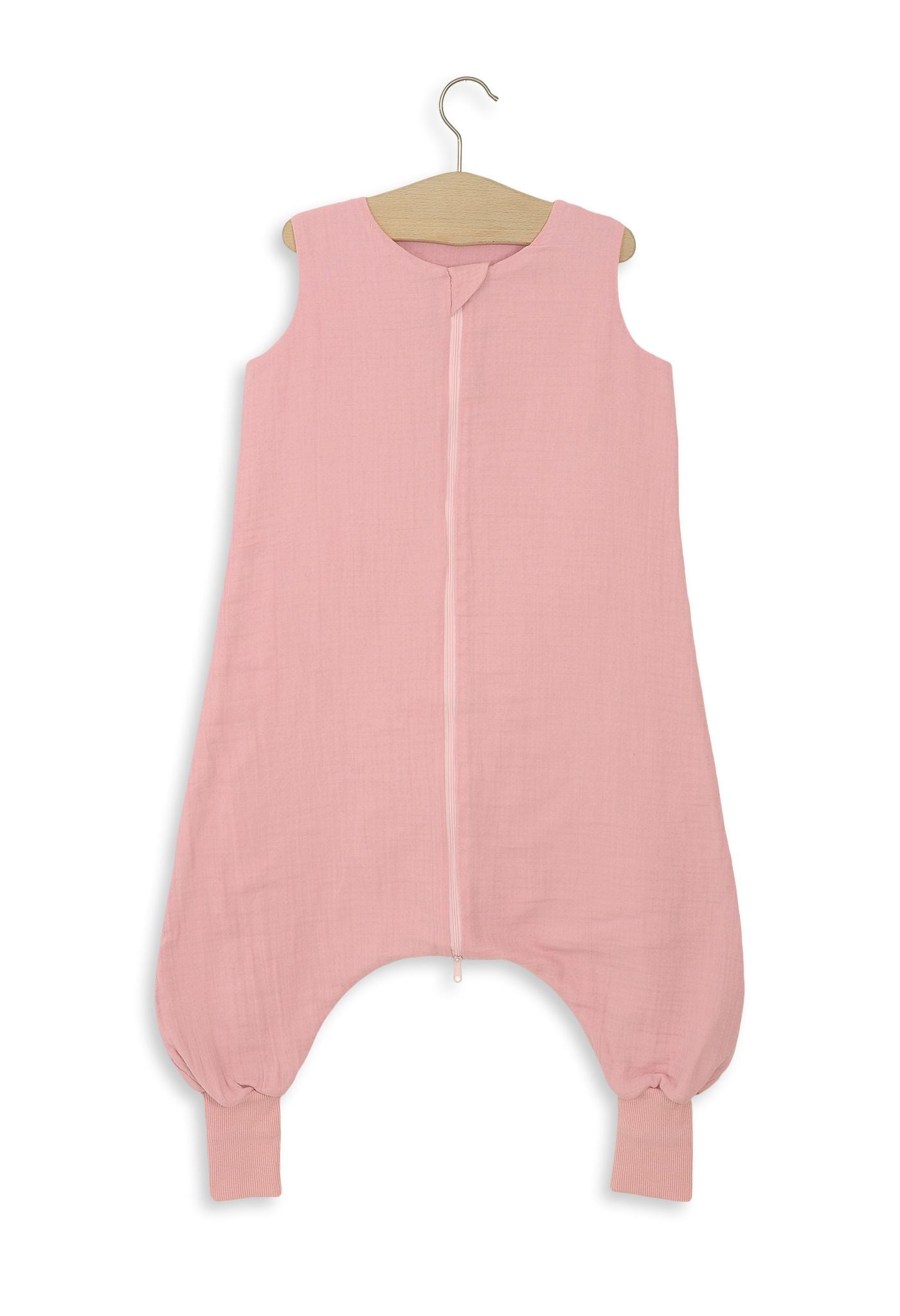 Muslin baby sleeping bag with legs L 9-24 months for summer TOG 1.0 - pastel pink