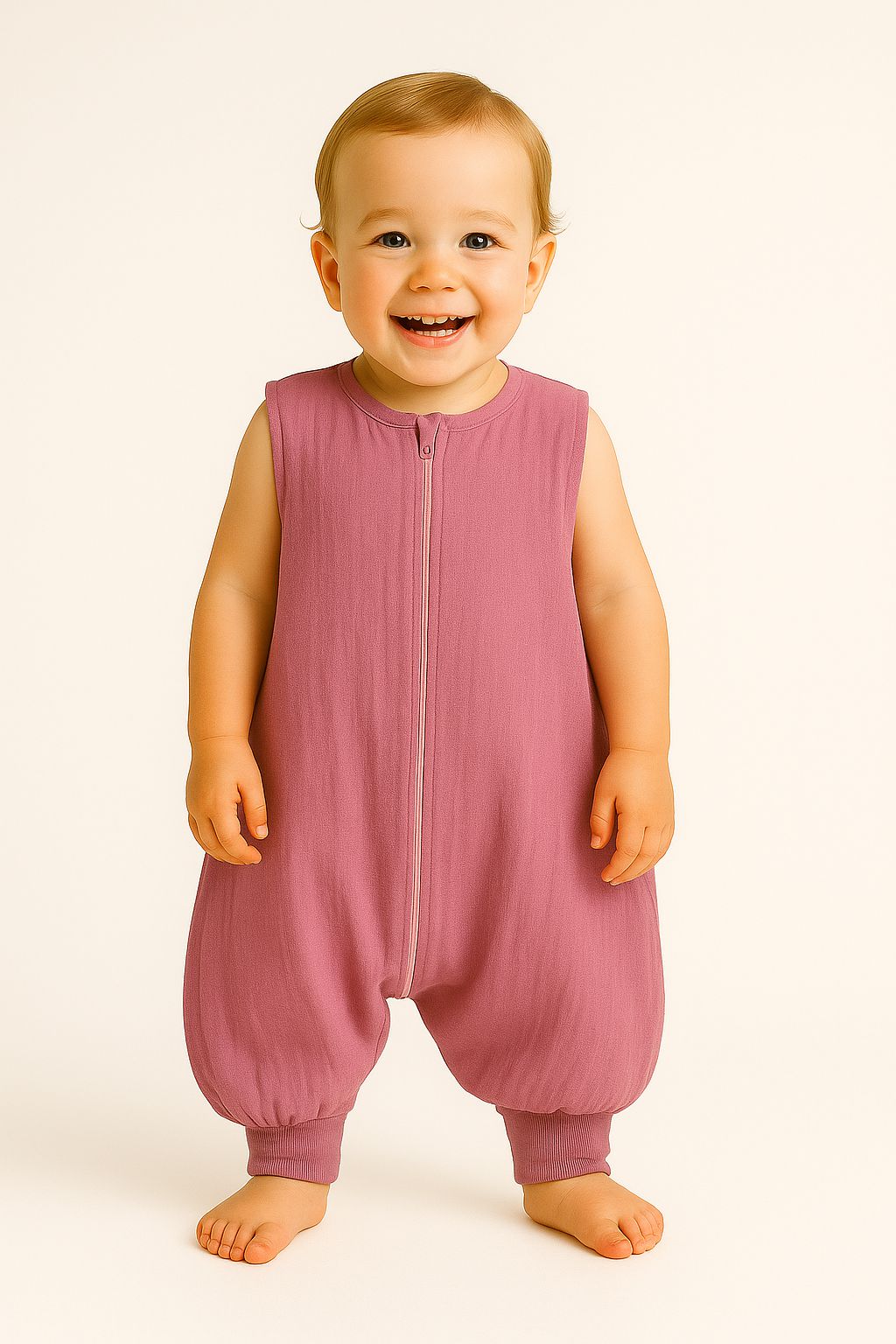 Muslin baby sleeping bag with legs XL 2-4 years for summer TOG 1.0 - retro pink