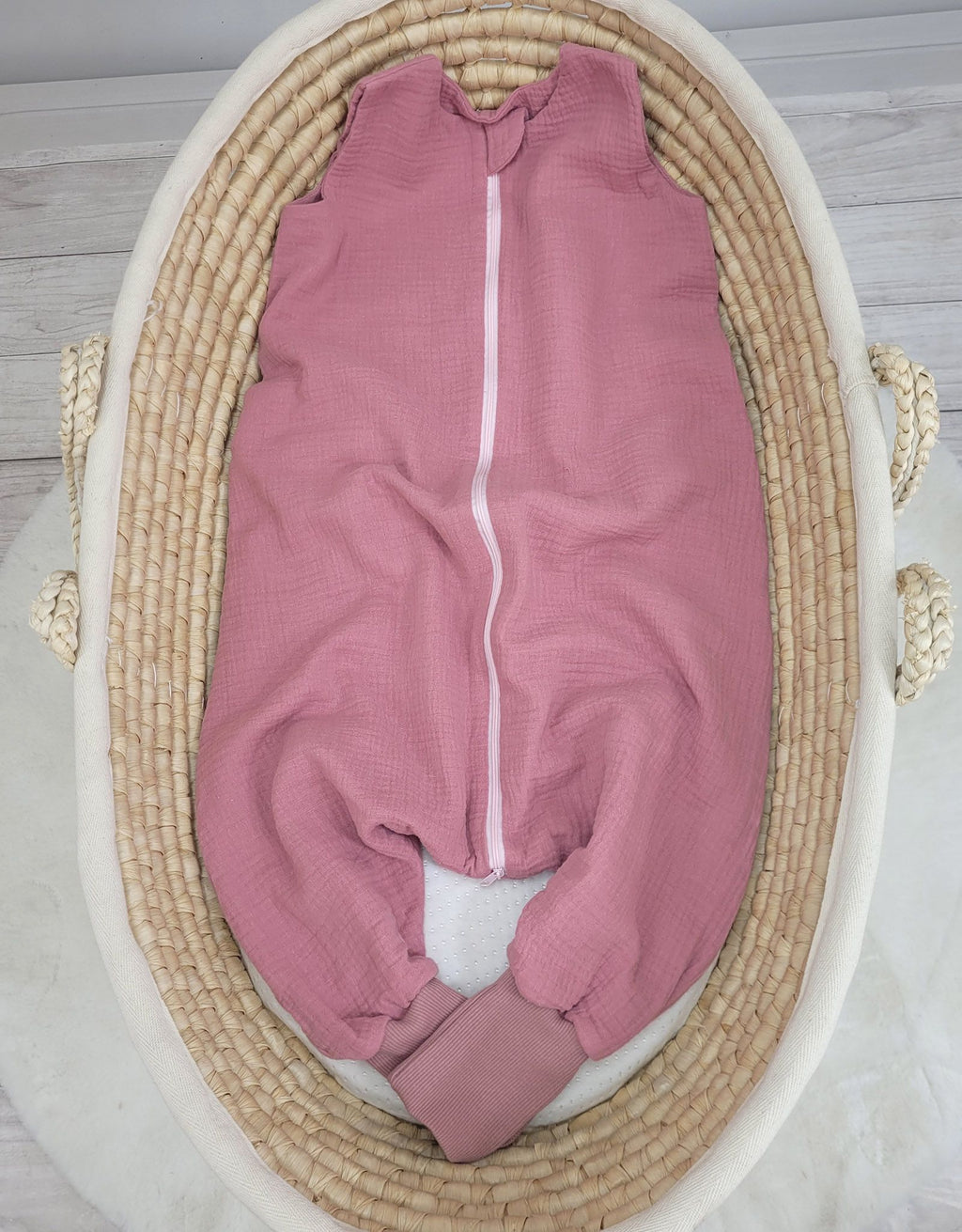 Muslin baby sleeping bag with legs XL 2-4 years for summer TOG 1.0 - retro pink
