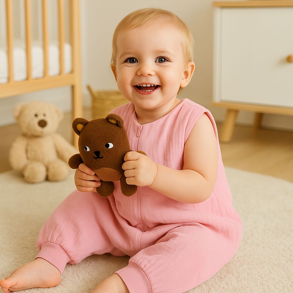 Muslin baby sleeping bag with legs XL 2-4 years for summer TOG 1.0 - pastel pink