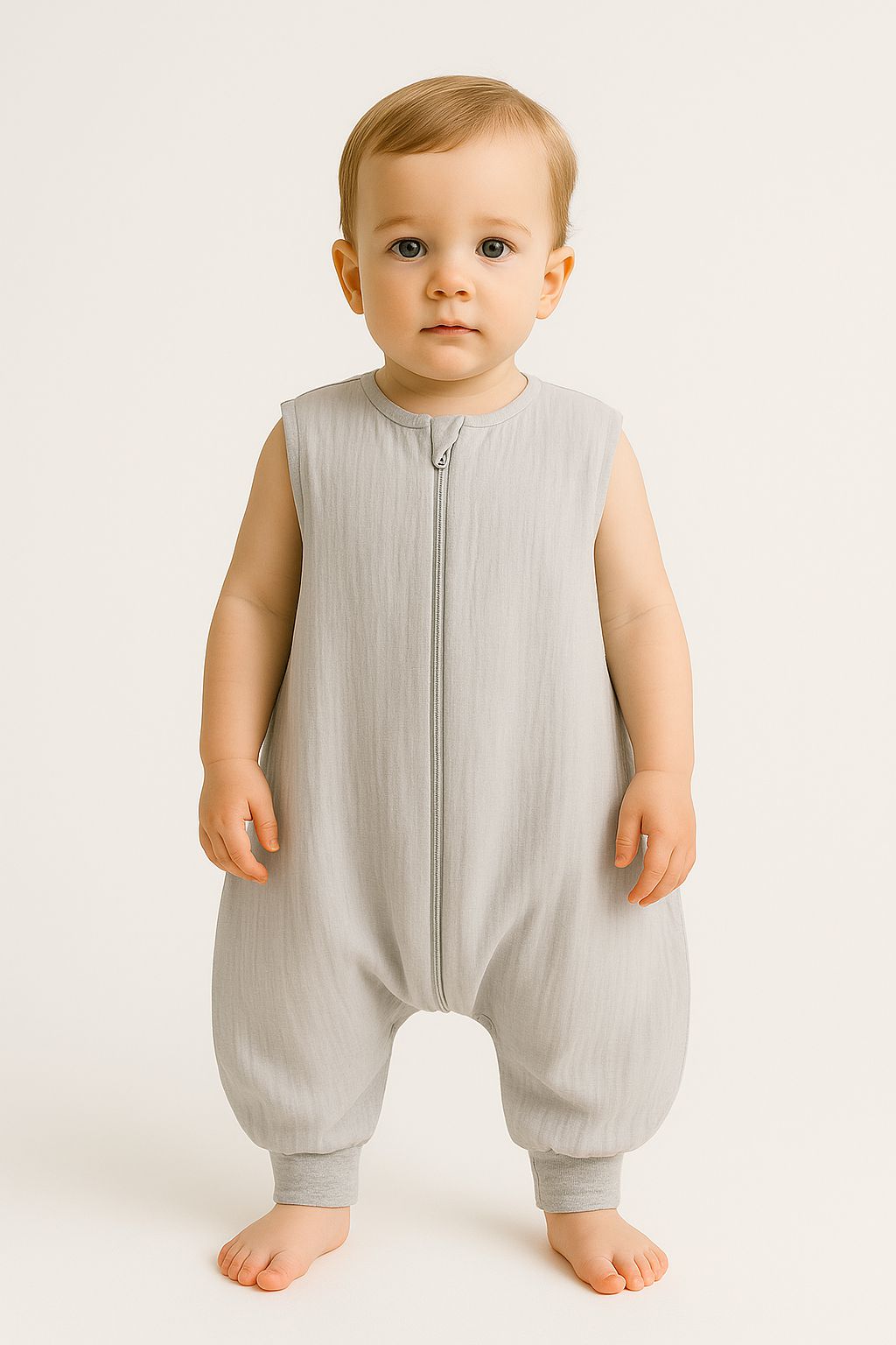Muslin baby sleeping bag with legs XL 2-4 years for summer TOG 1.0 - grey