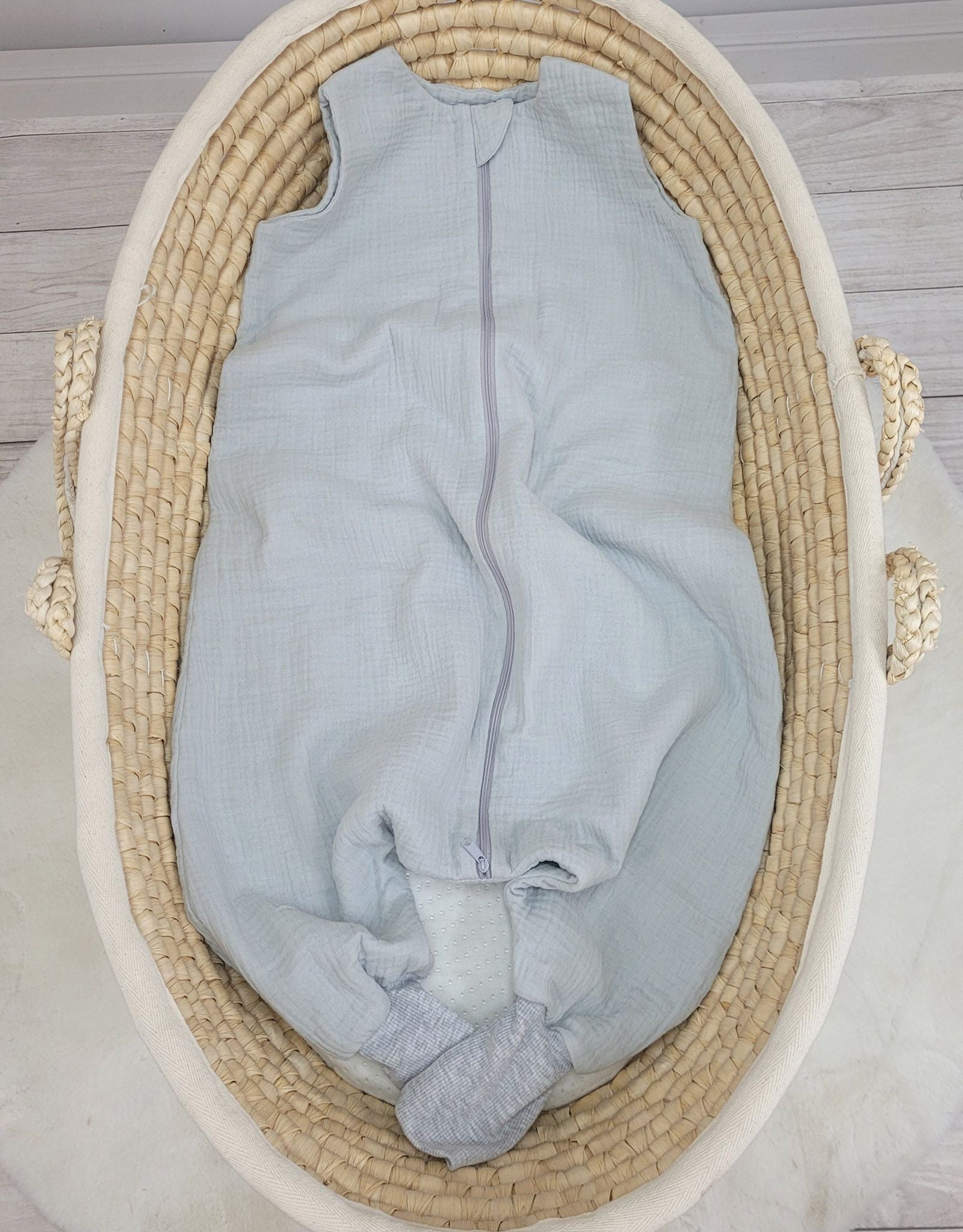 Muslin baby sleeping bag with legs XL 2-4 years for summer TOG 1.0 - grey
