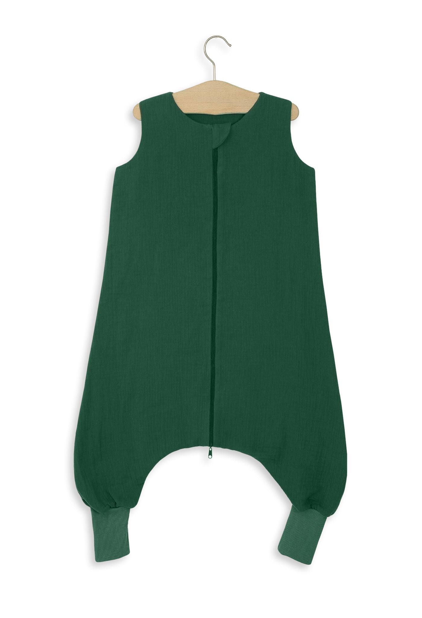Muslin baby sleeping bag with legs L 9-24 months for summer TOG 1.0 - forest green