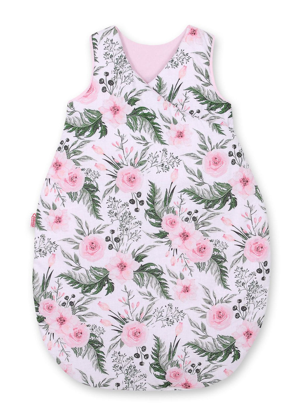 Cotton sleeping bag for children, size M, 3-12 months, TOG 2.5, all-season - peony flower pink