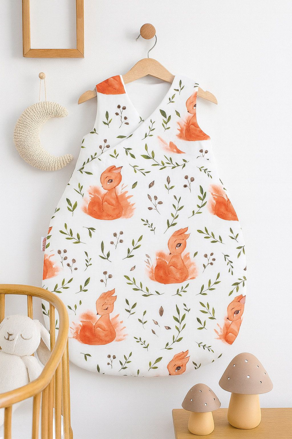 Cotton sleeping bag for children, size M, 3-12 months, TOG 2.5, all-season - white squirrel