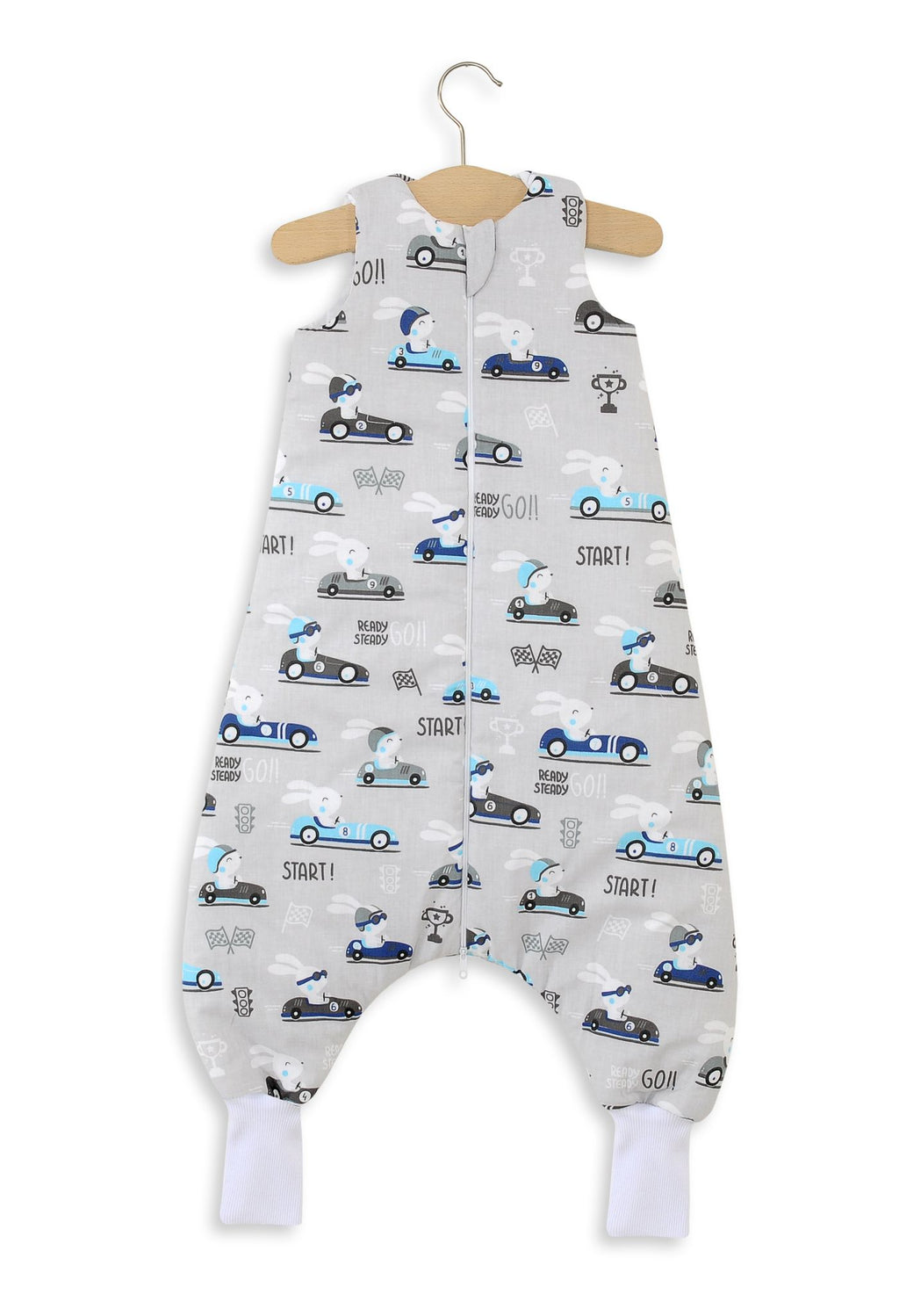 Cotton Baby Sleeping Bag  with legs Warm and Cozy L 9-24 months TOG 2.5 - gray rabbits