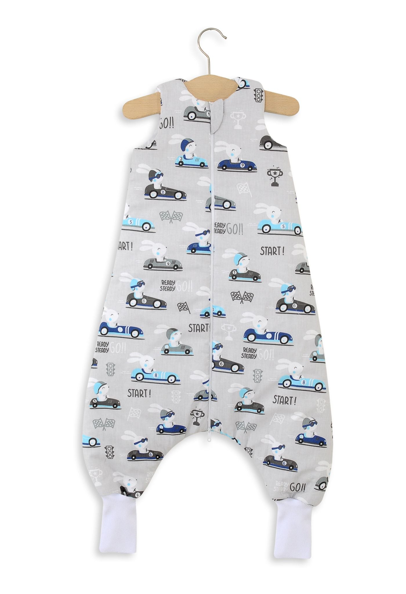 Cotton Baby Sleeping Bag  with legs Warm and Cozy L 9-24 months TOG 2.5 - gray rabbits