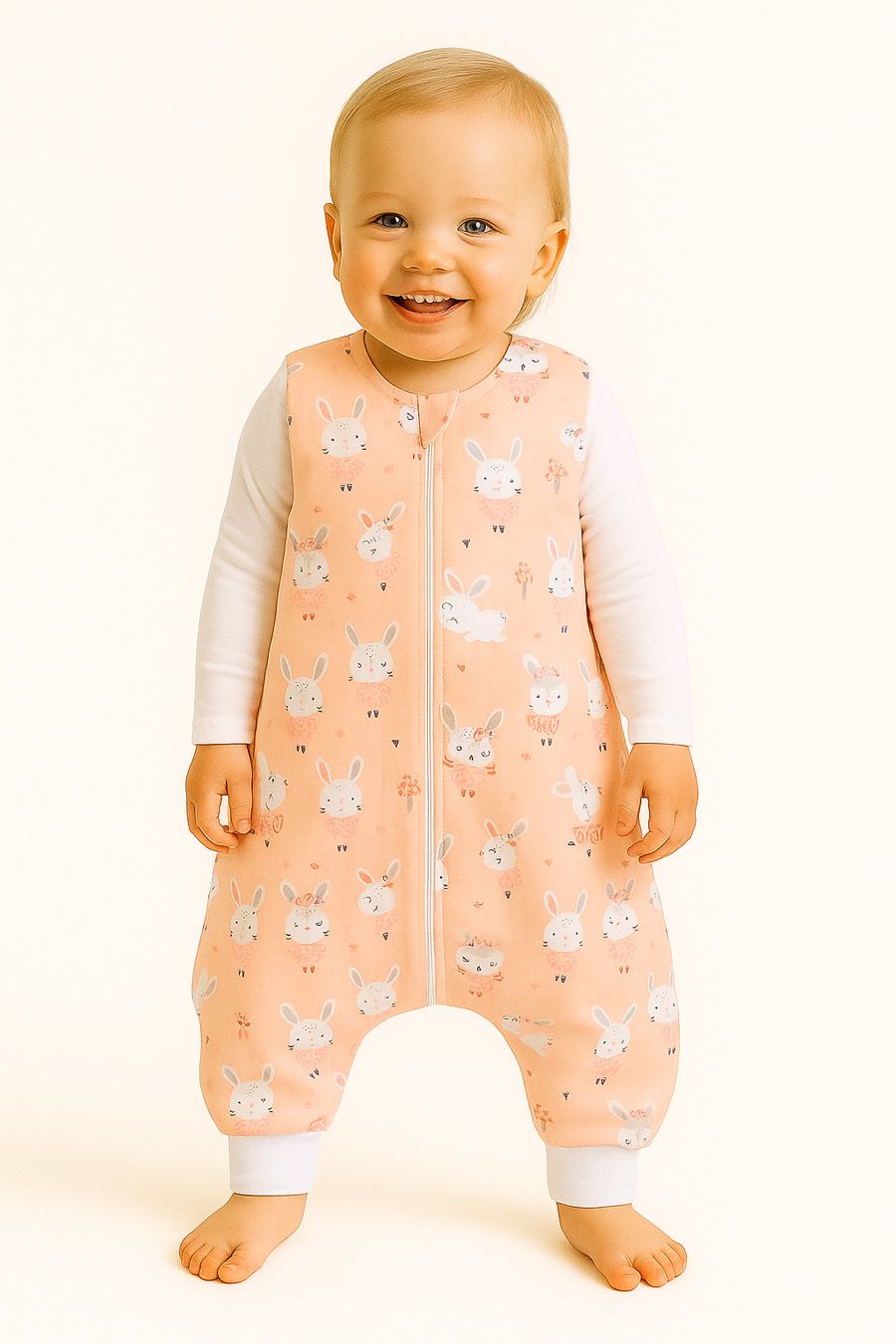 Cotton Baby Sleeping Bag  with legs Warm and Cozy L 9-24 months TOG 2.5 - ballerina bunnies